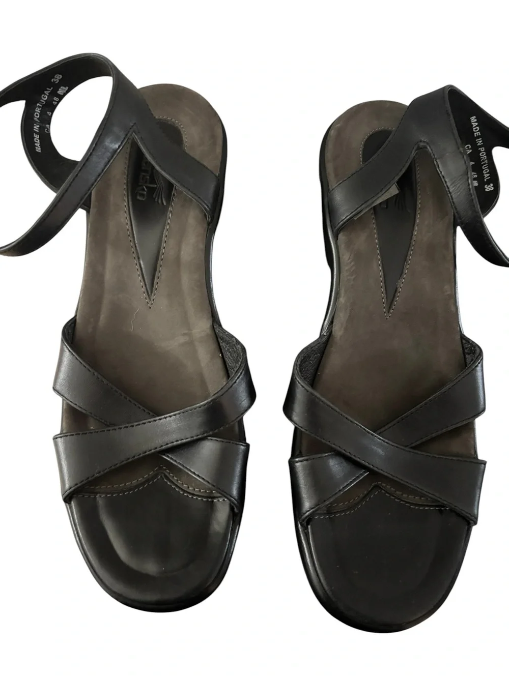 Dansko High Heel Sandals Women’s Size 38 US 7.5/8 Strappy Black Leather